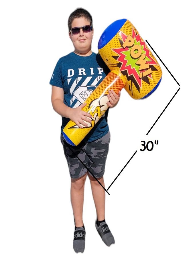 AMERICAN WIT Huge Super Hero Inflatable Bopper (30" x 17") Suprehero Inflate Hammer, Mullet for Play Fights and Action (2 Pack) - Image 5